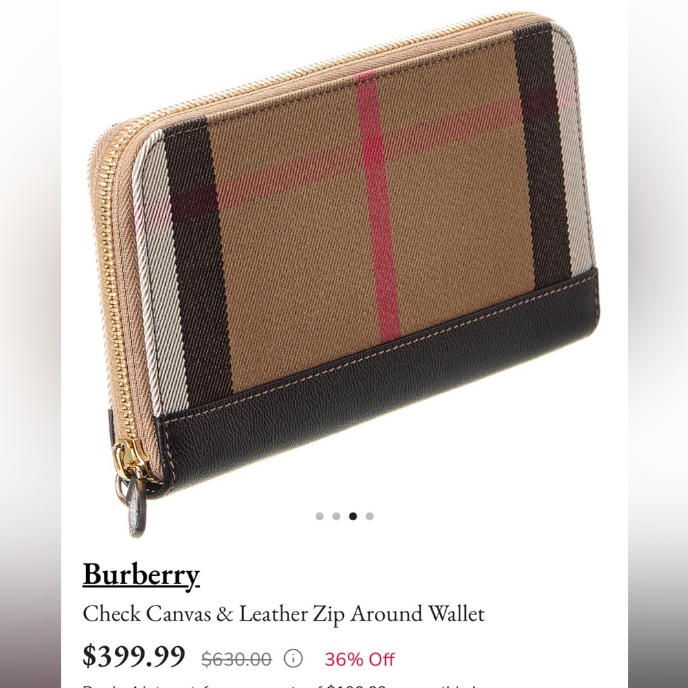 NWT Authentic Burberry Dark Canvas Long Wallet